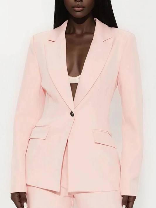 Blush Pink Tailored Single-Button Blazer
