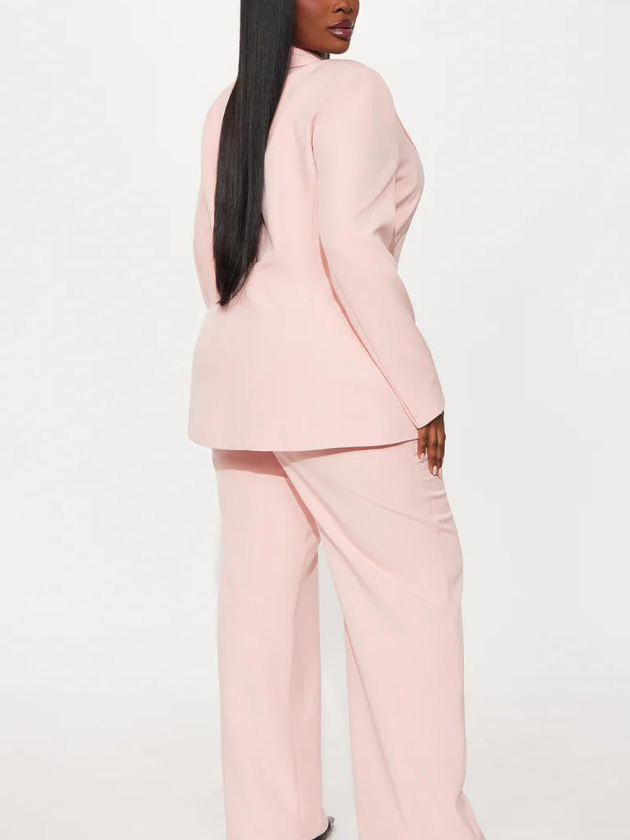Blush Pink Tailored Single-Button Blazer