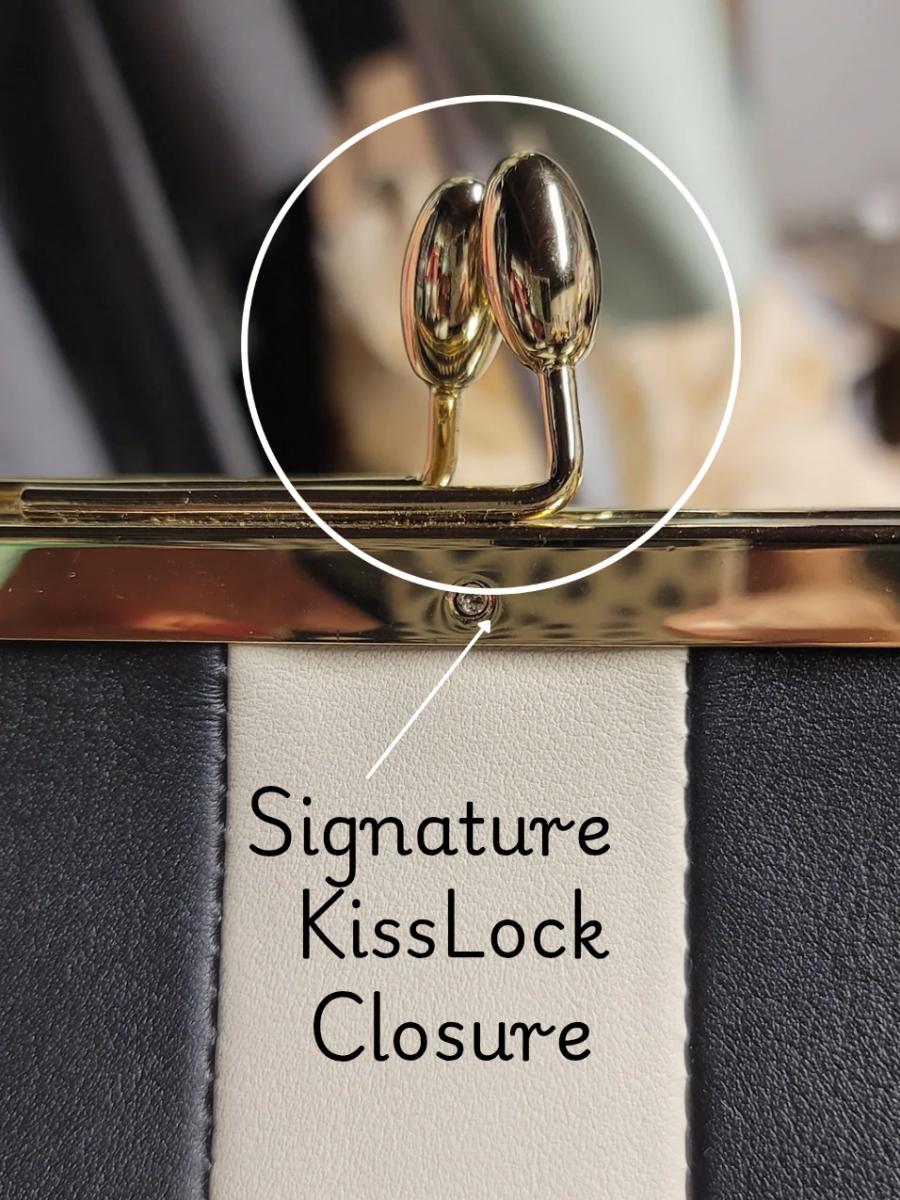 Embossed Premium Leather Kisslock Frame Bag