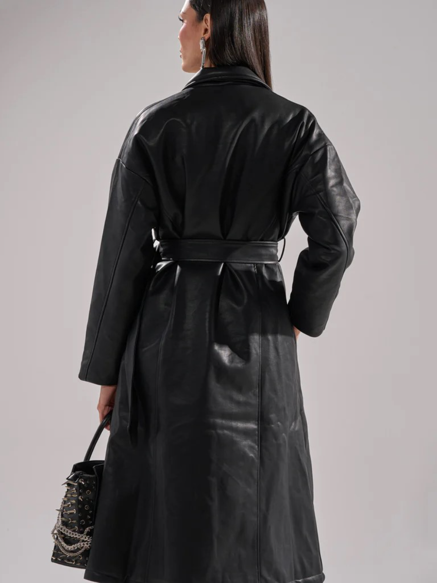 Leather trench coat