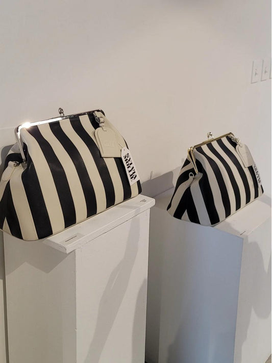 Embossed Premium Leather Kisslock Frame Bag