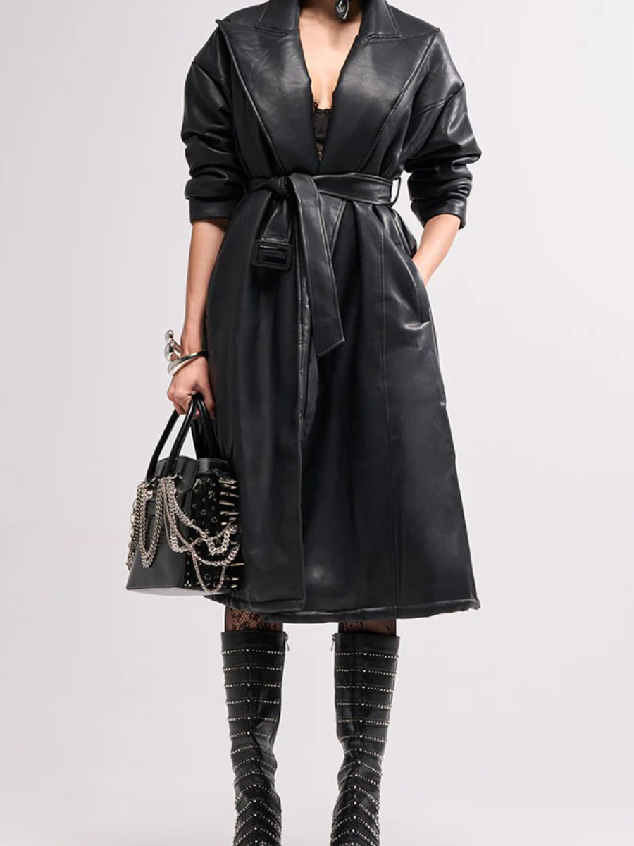 Leather trench coat