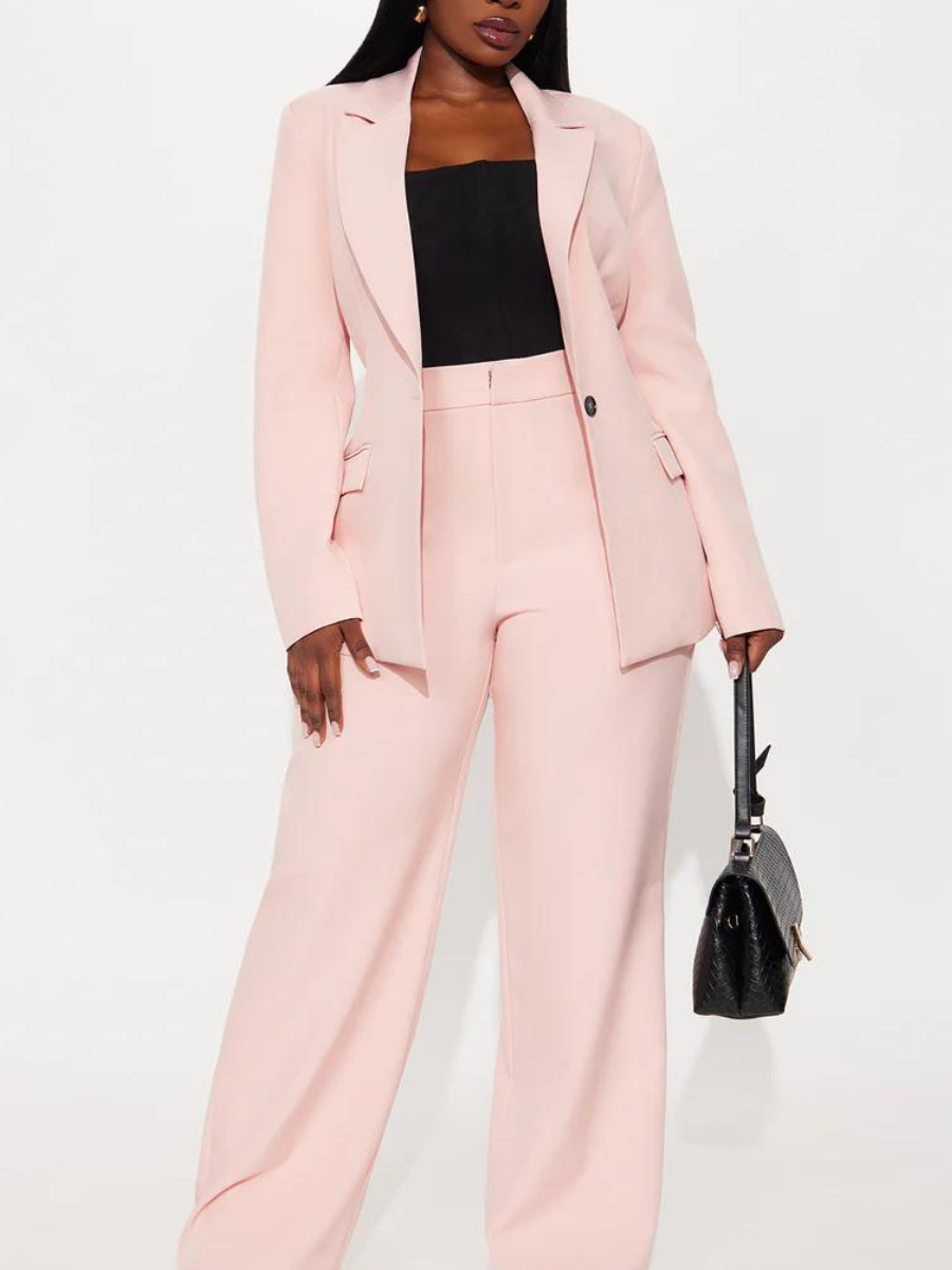 Blush Pink Tailored Single-Button Blazer