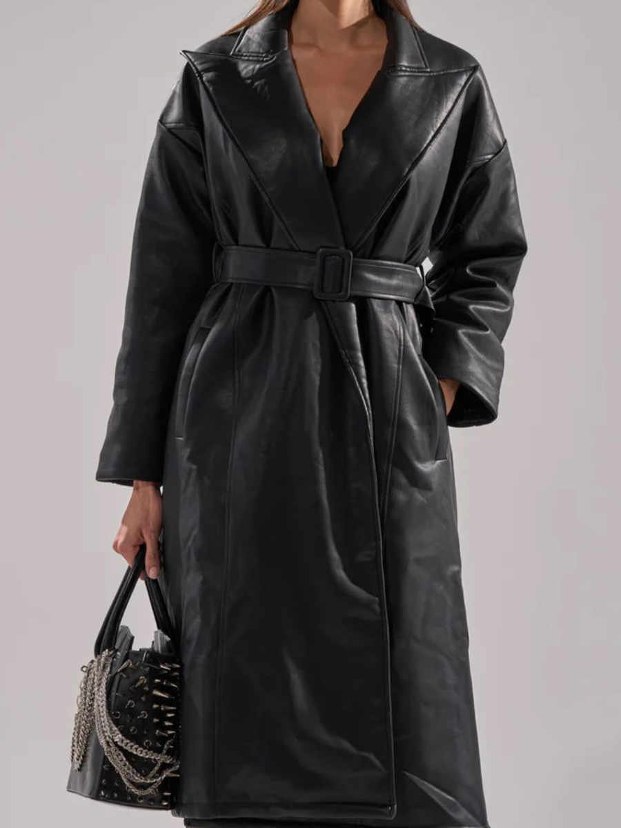 Leather trench coat