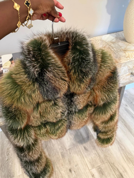 Forest Camo Ombre Faux Fur Coat