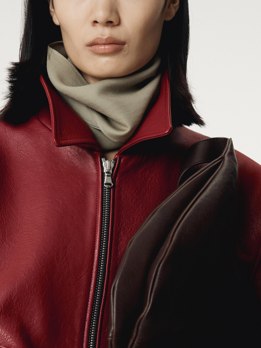 Red leather coat
