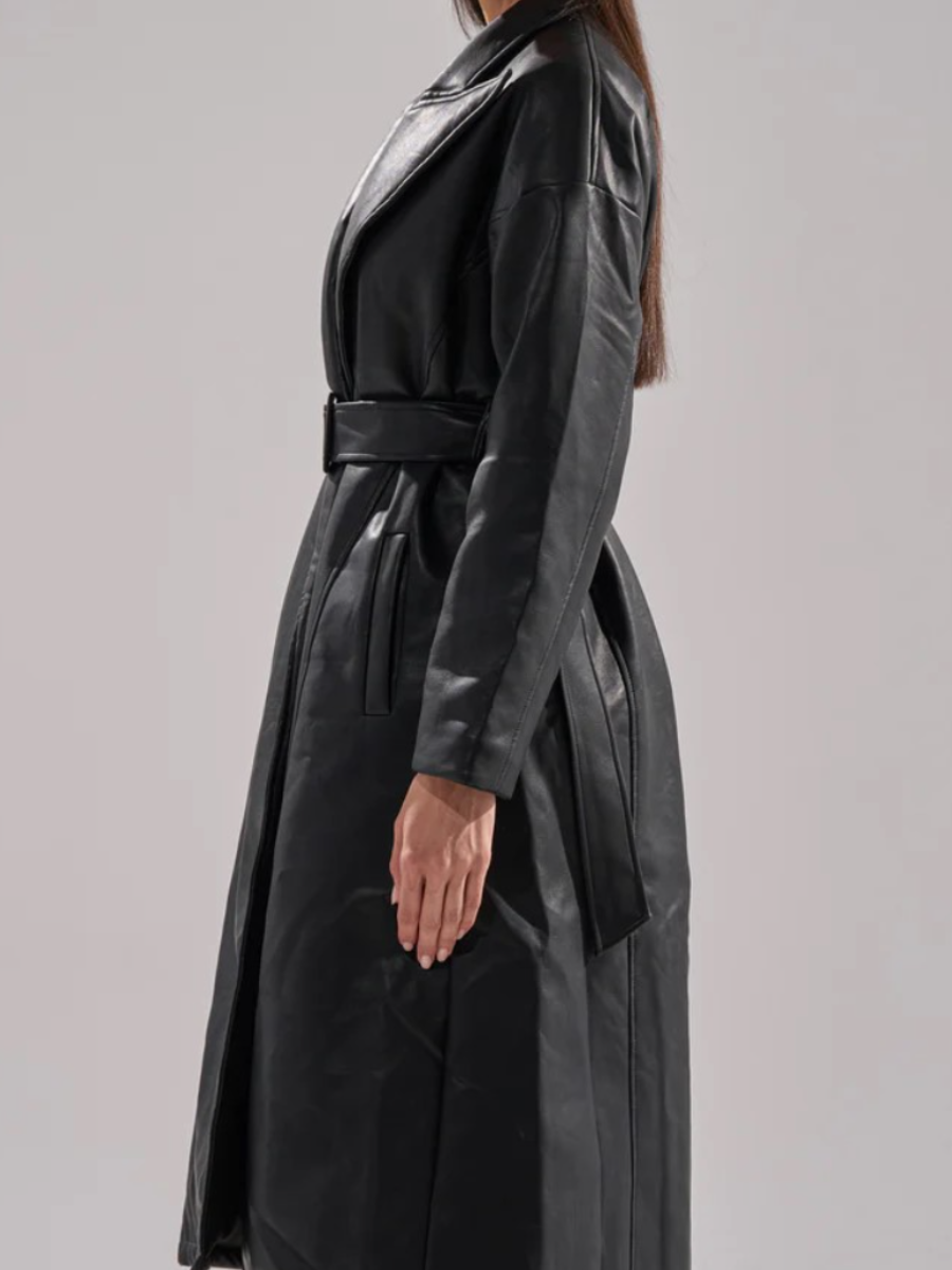 Leather trench coat