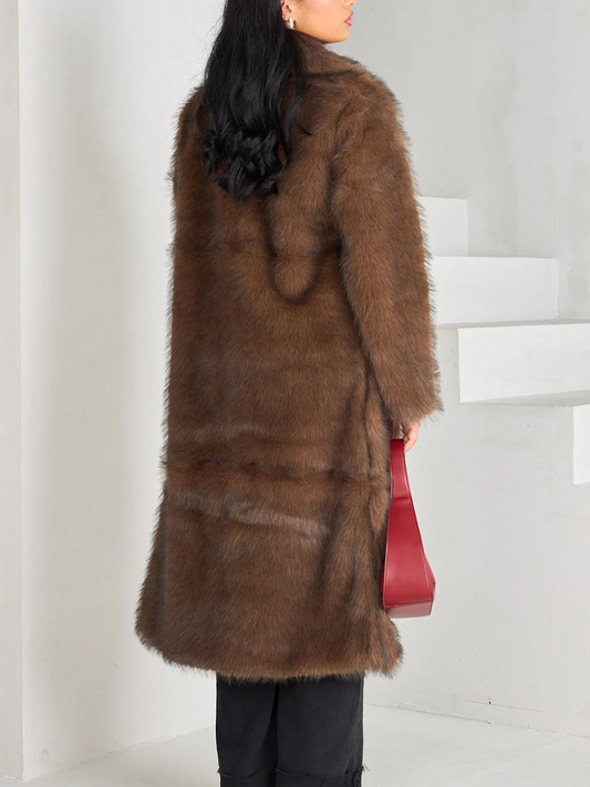 Faux fur long coat