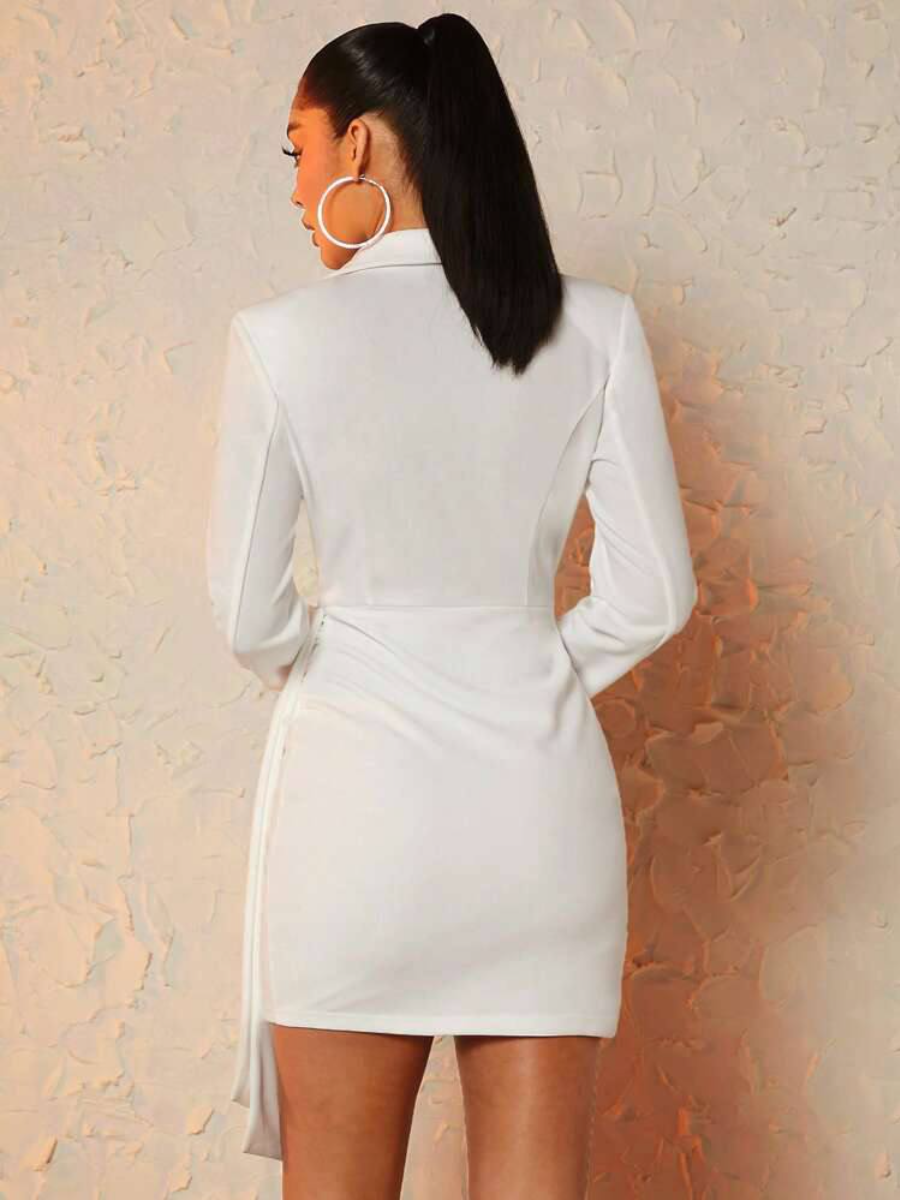 HBIC BLAZER MINI DRESS IN WHITE