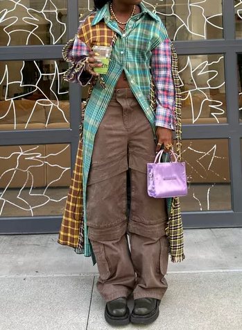 Plaid Patchwork Long Dress Jacket