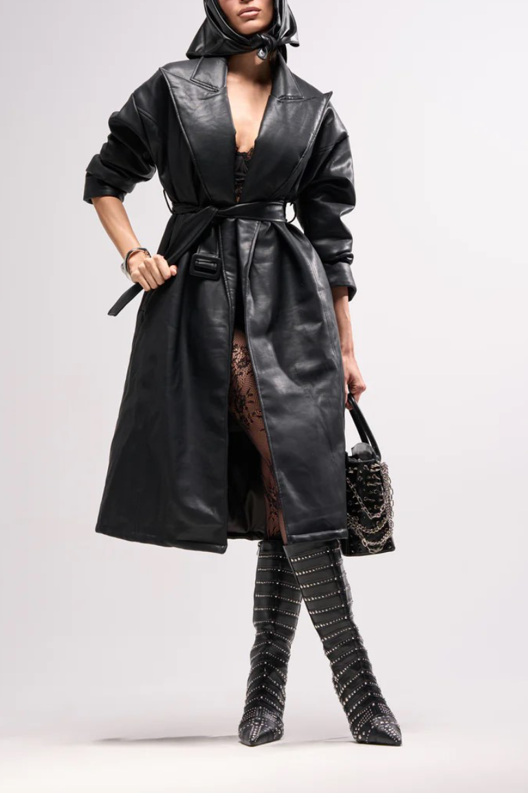 Leather trench coat