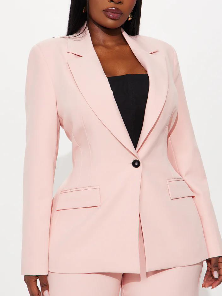Blush Pink Tailored Single-Button Blazer