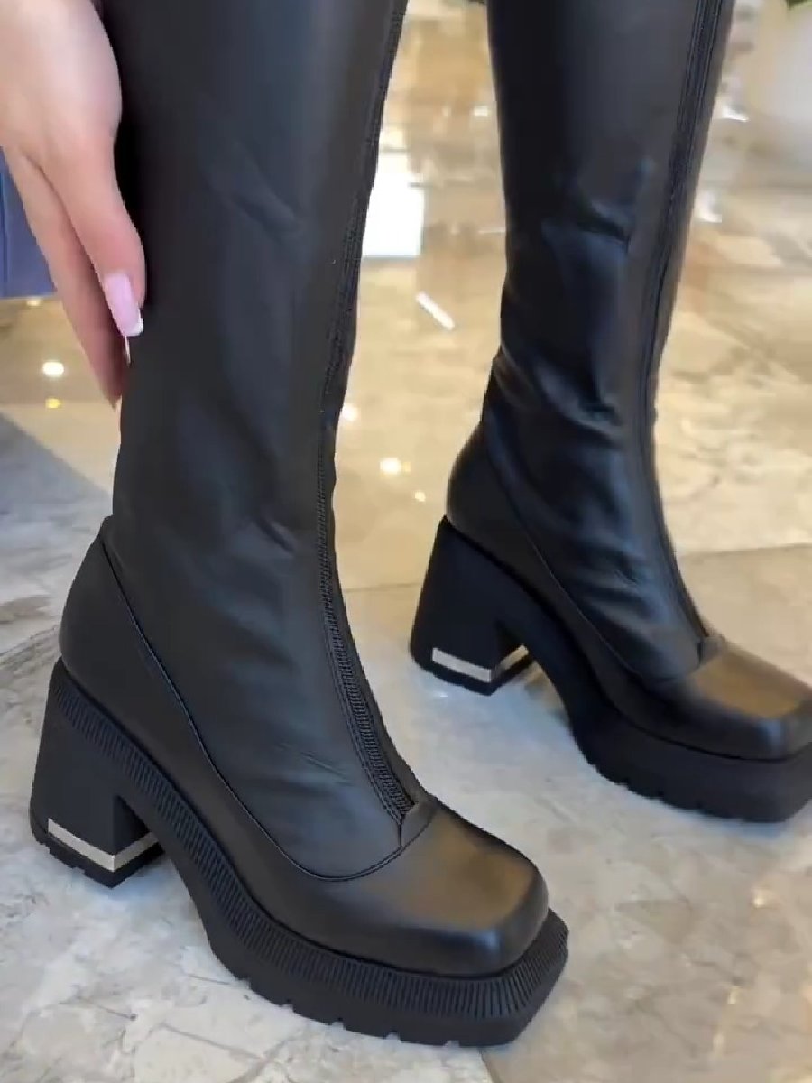 Natural Leather Winter Fleece Lined Fashion Boots